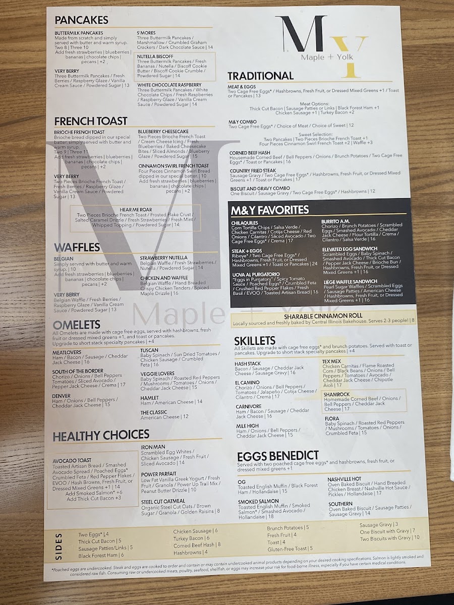 Maple & Yolk menu board
