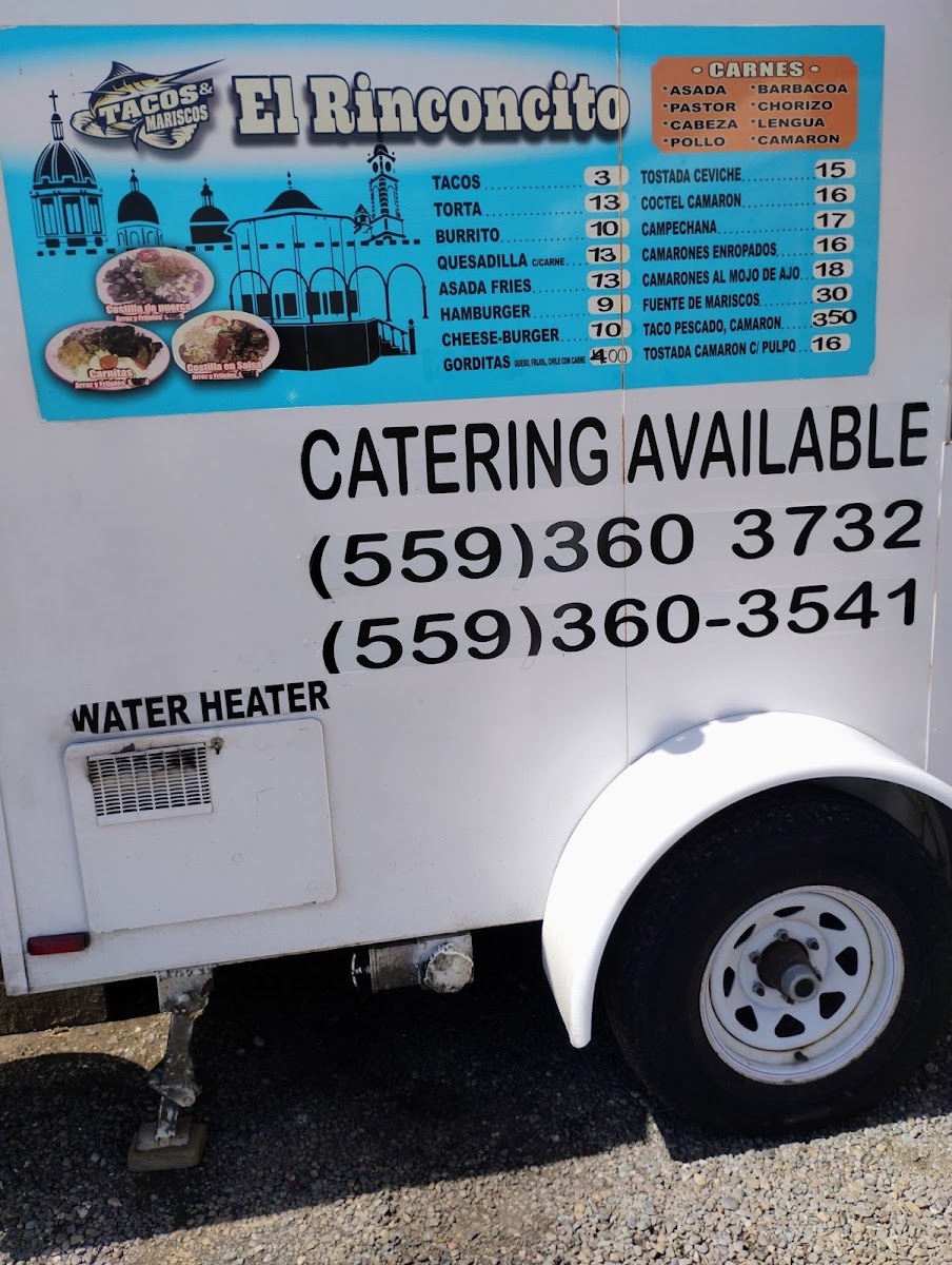 El Rinconcito Taco Truck menu board