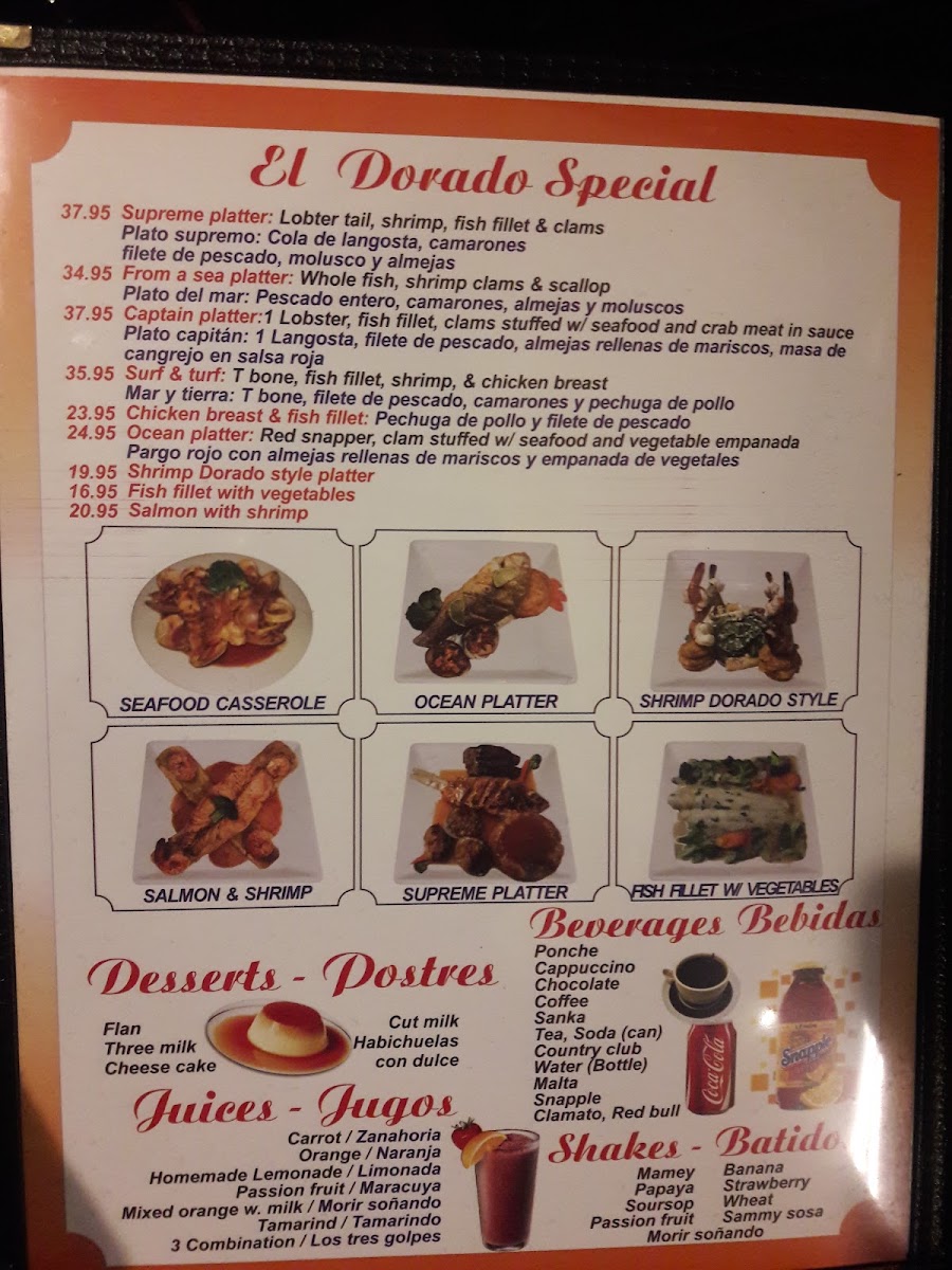 El Dorado menu board