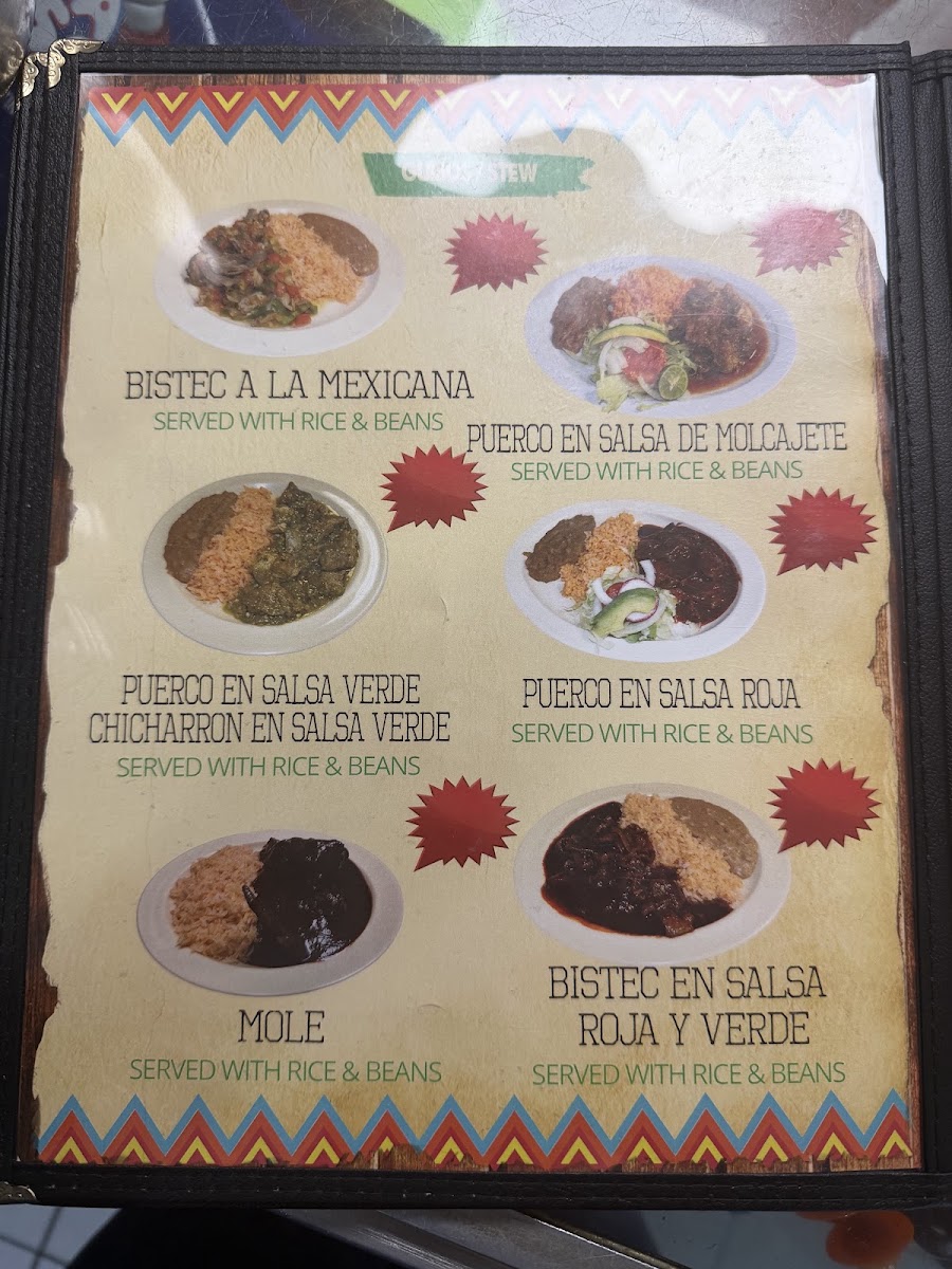 El Rinconcito Mexican Restaurant menu board