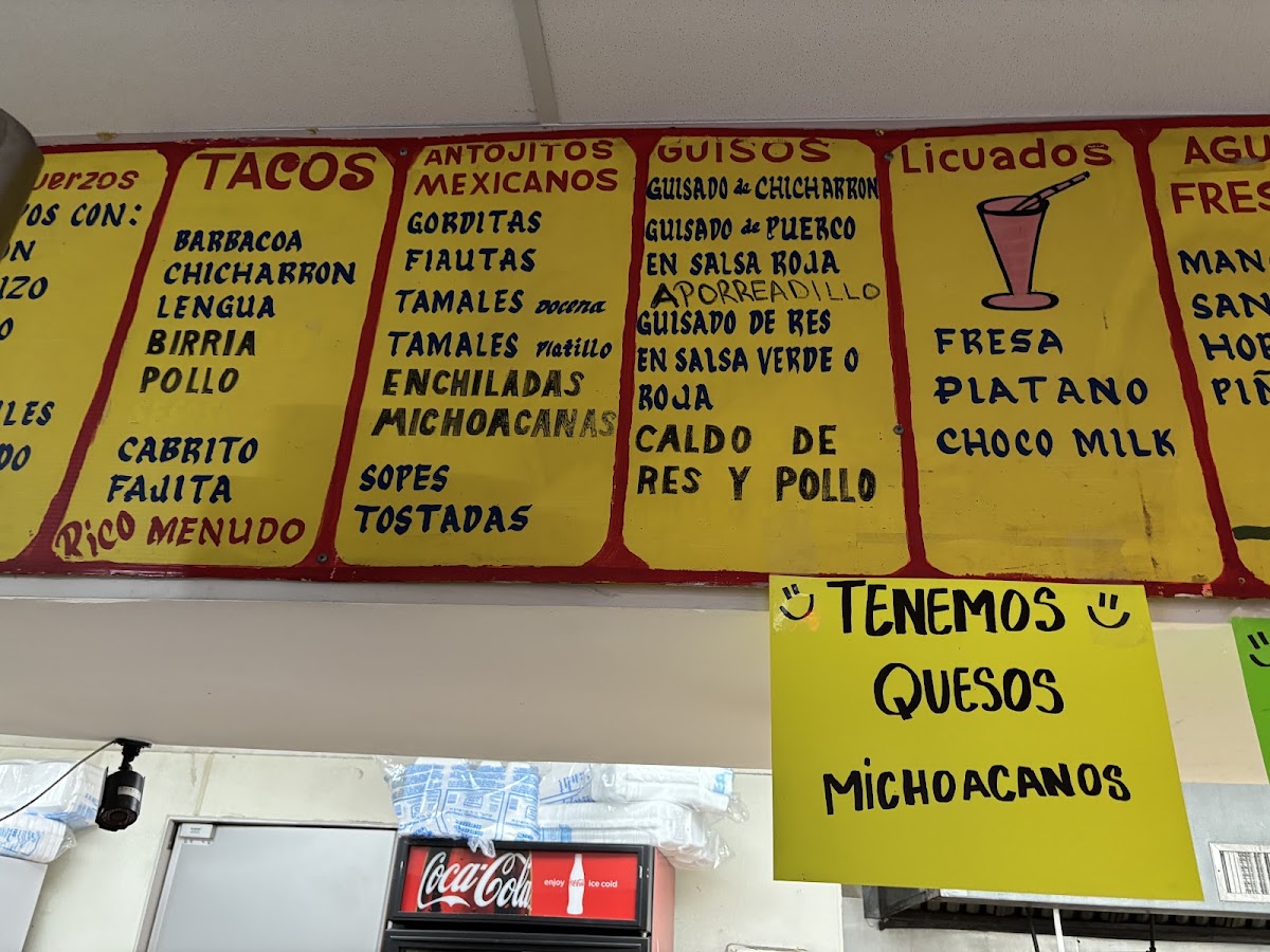 El Rinconcito Mexican Restaurant menu board