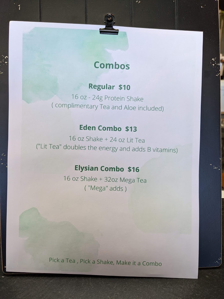 Utopia Nutritional Blends menu board
