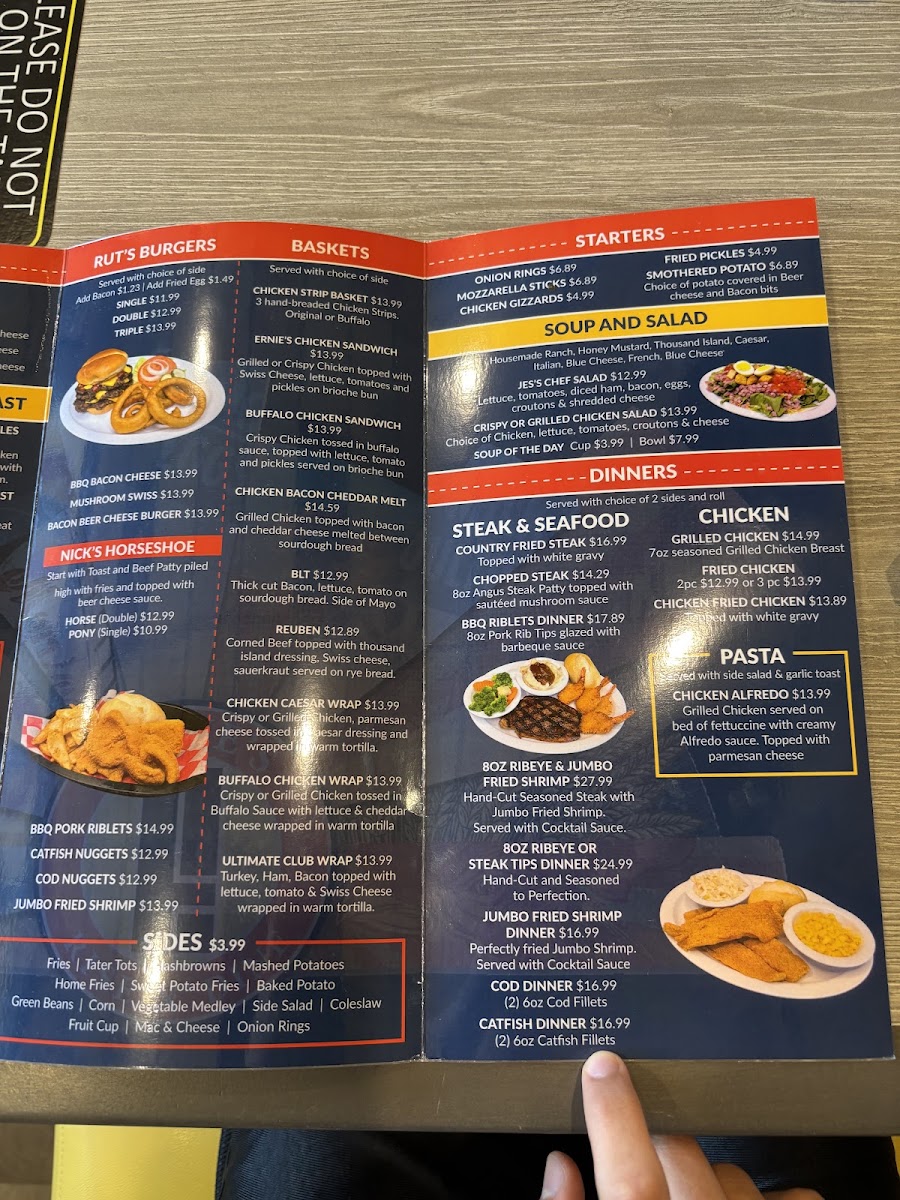 Eddie's Rise N' Dine menu board