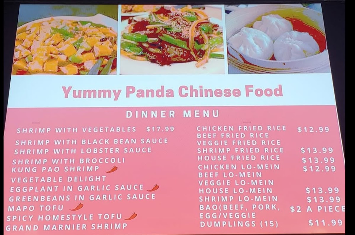 Yummy Panda menu board