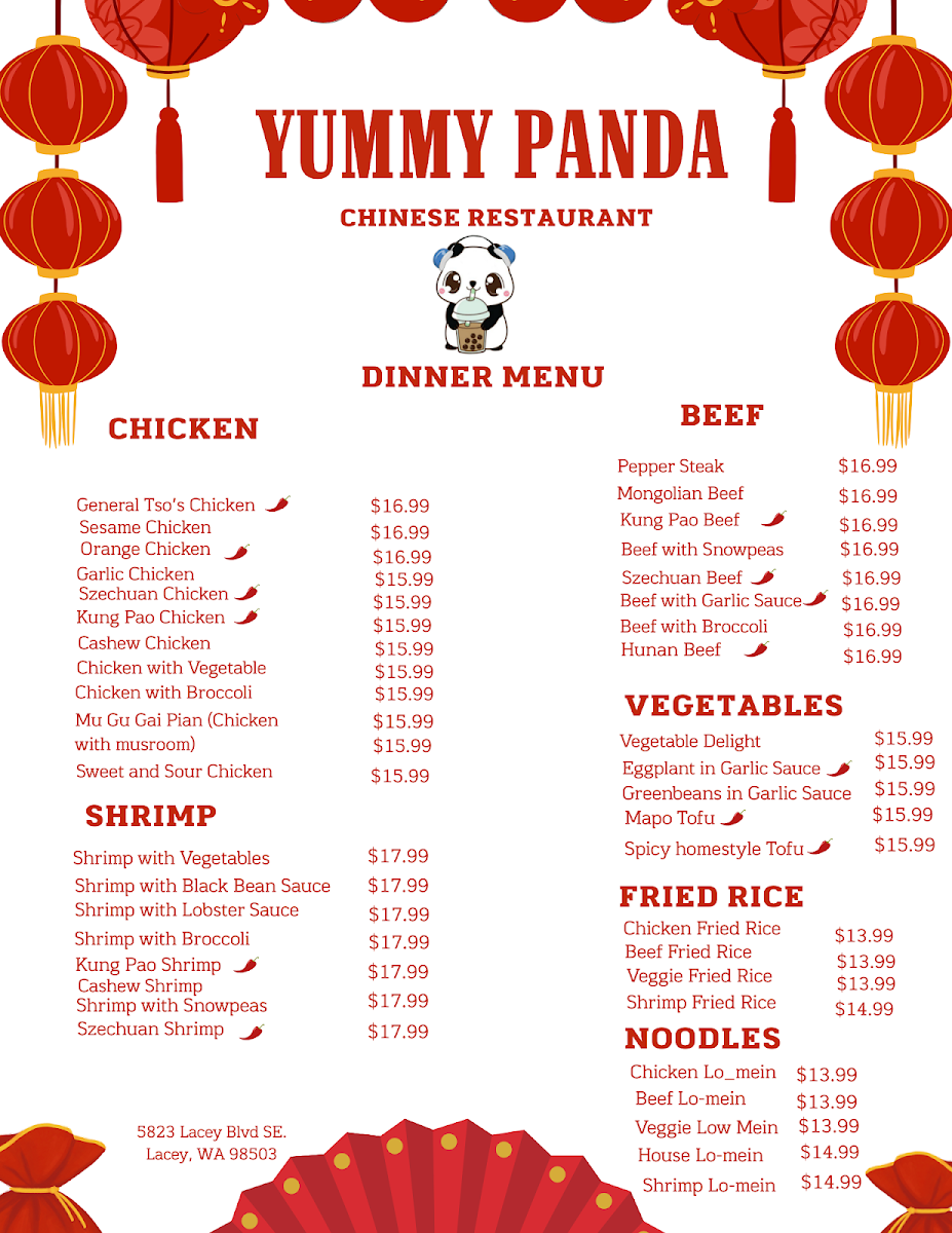 Yummy Panda menu board