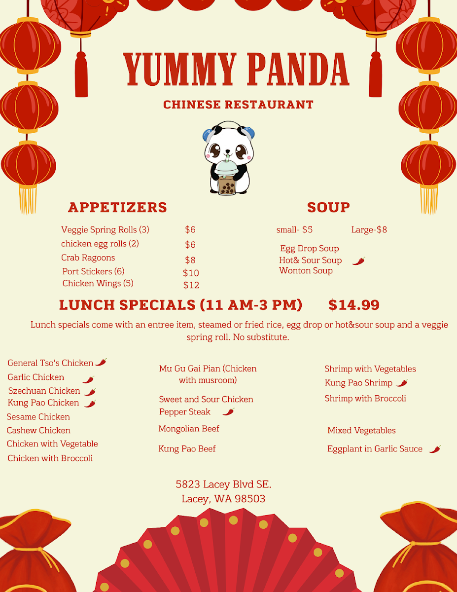 Yummy Panda menu board