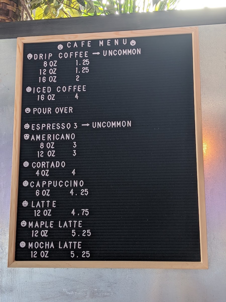 Happy Place Café menu board