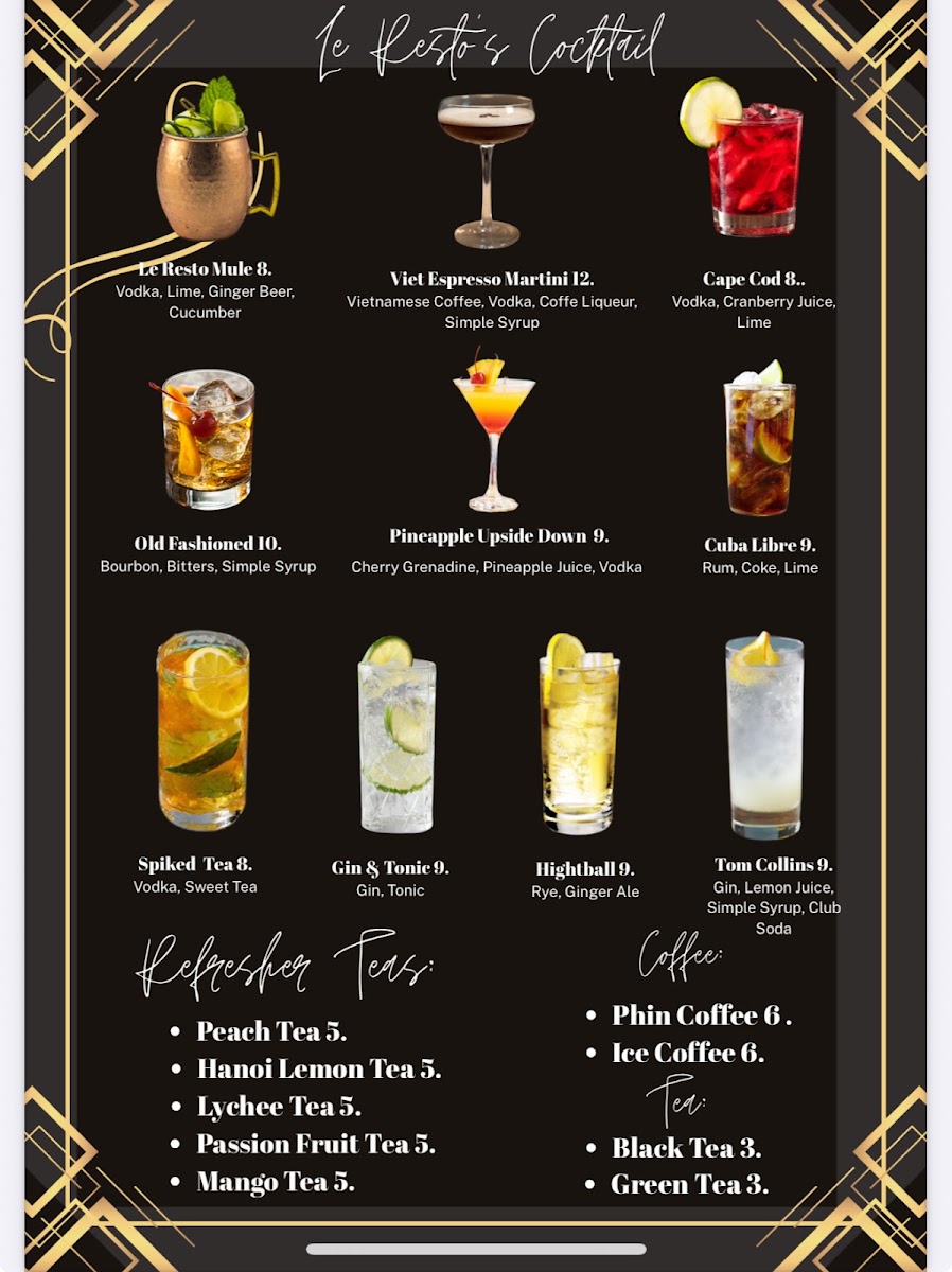 Le Resto: Sushi and Asian Fusion Cuisine menu board