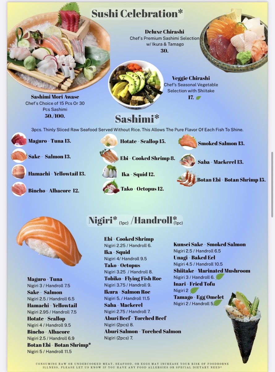 Le Resto: Sushi and Asian Fusion Cuisine menu board