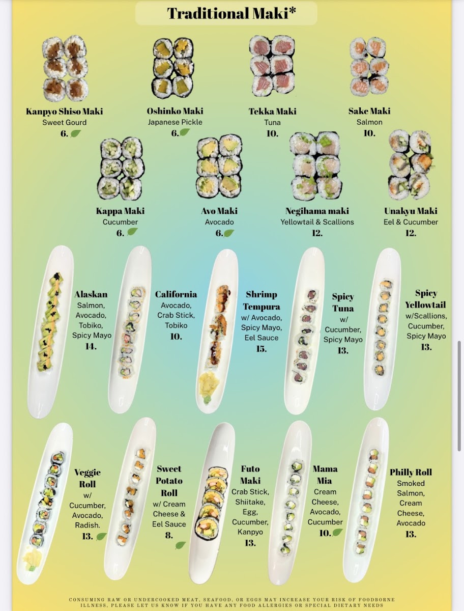 Le Resto: Sushi and Asian Fusion Cuisine menu board