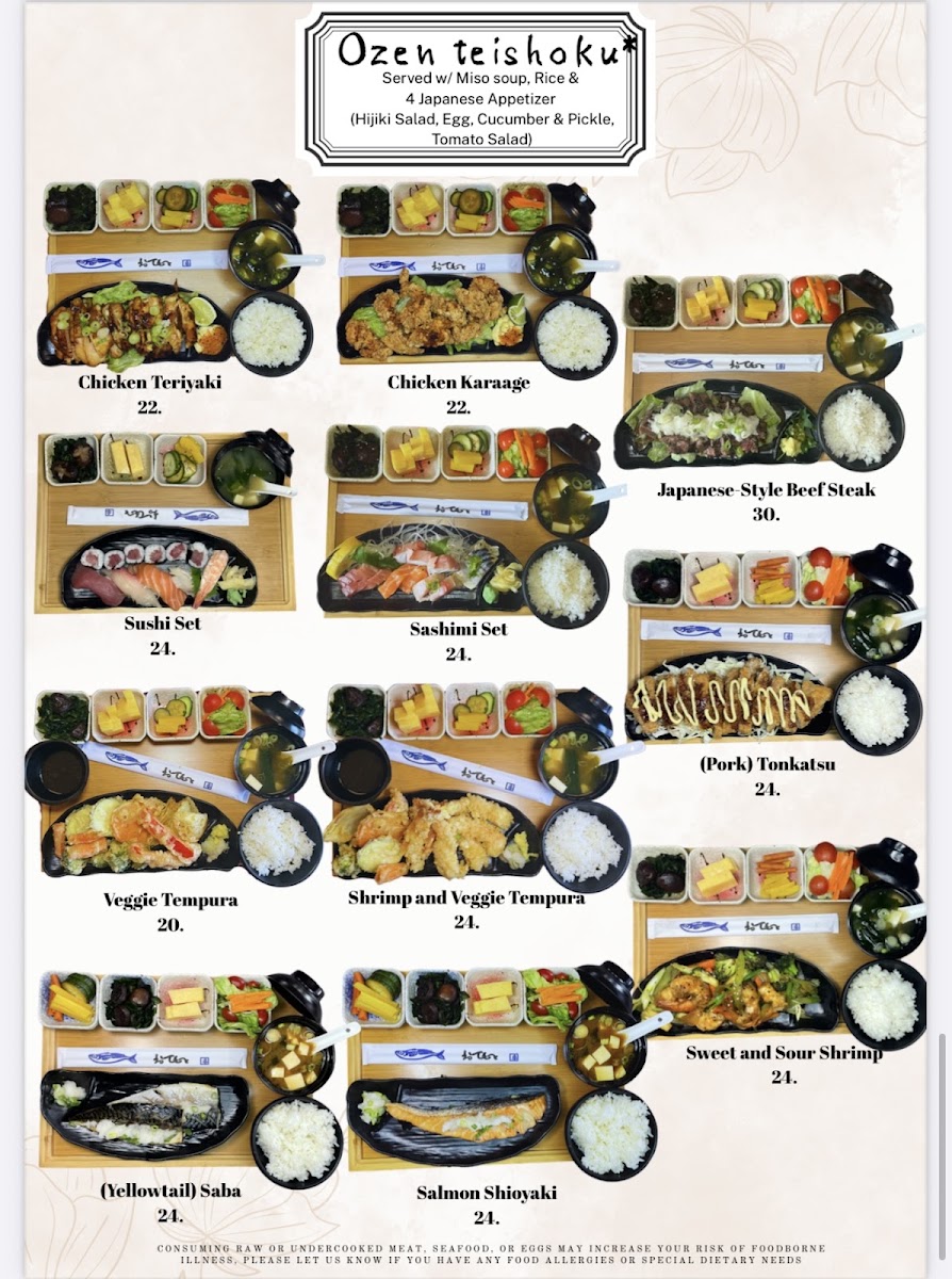Le Resto: Sushi and Asian Fusion Cuisine menu board