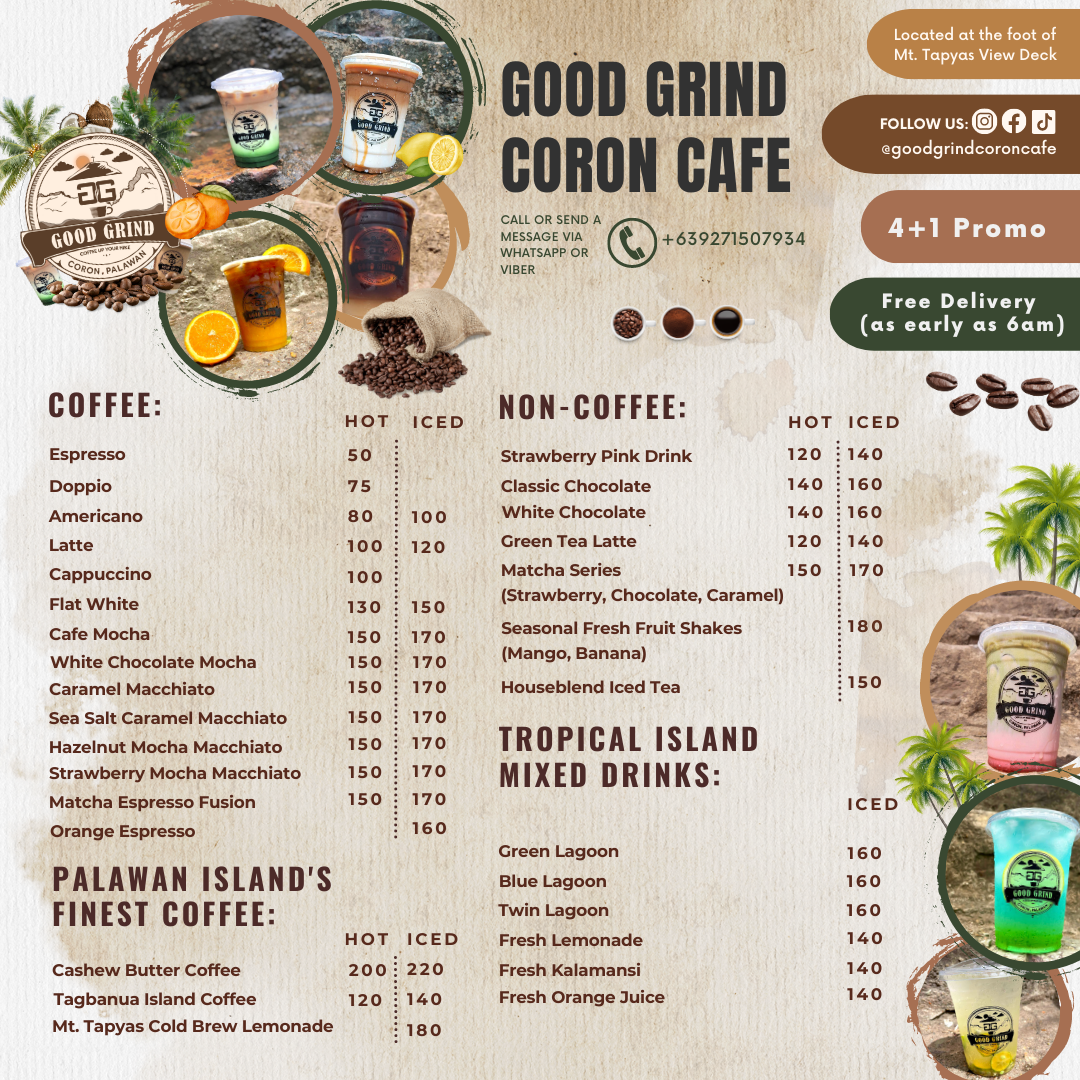Good Grind Coffee Coron menu board