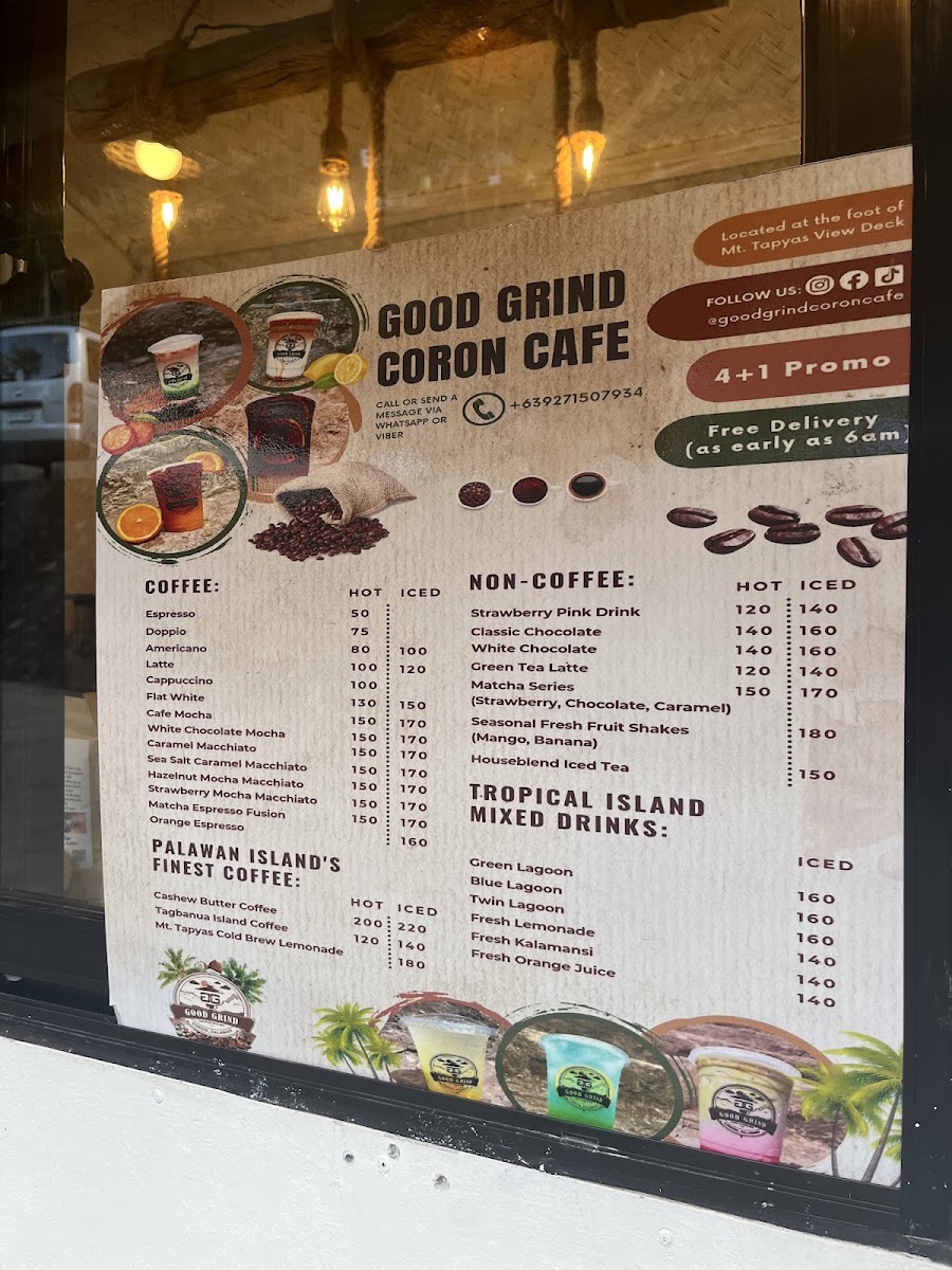 Good Grind Coffee Coron menu board