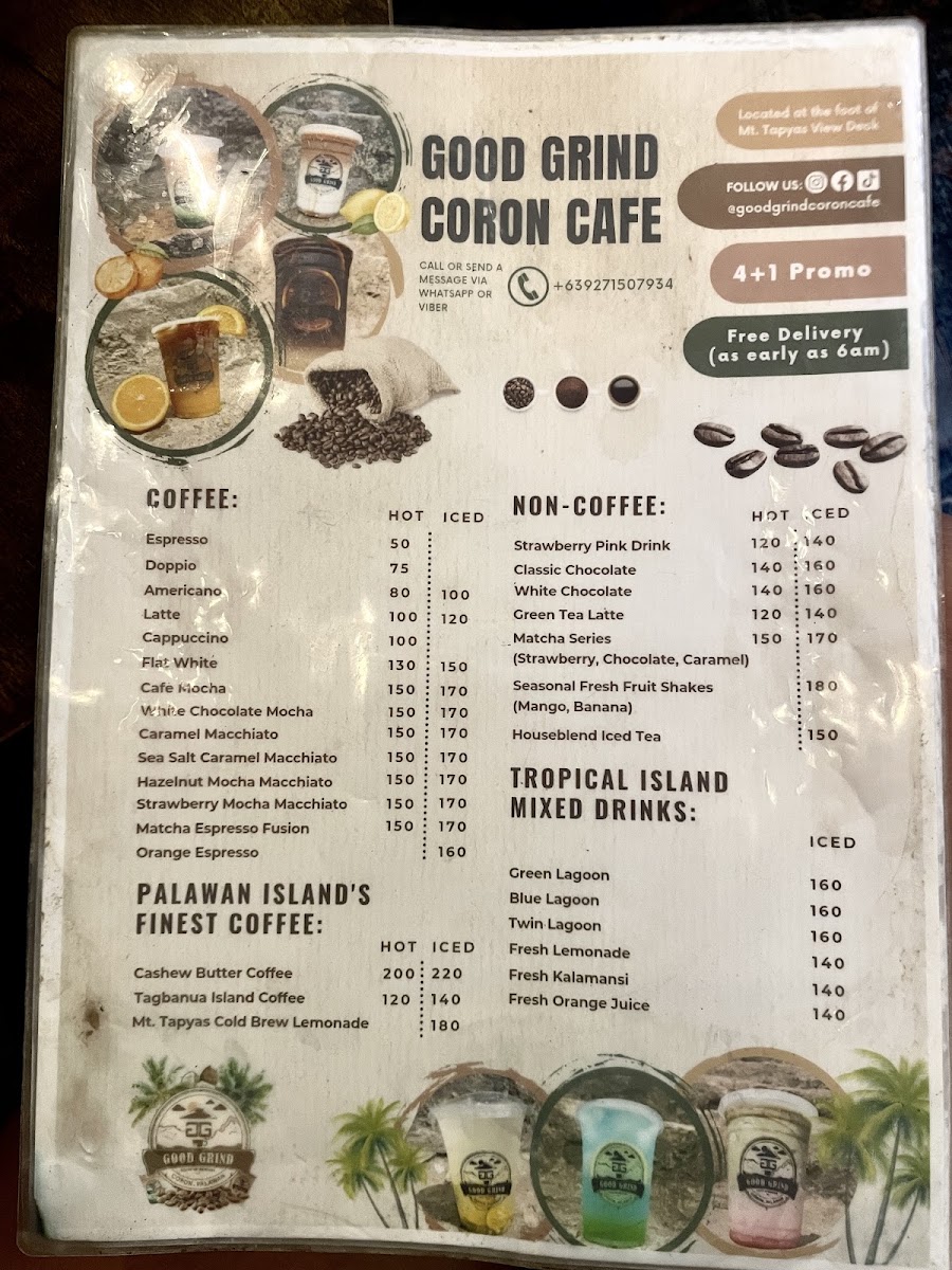 Good Grind Coffee Coron menu board