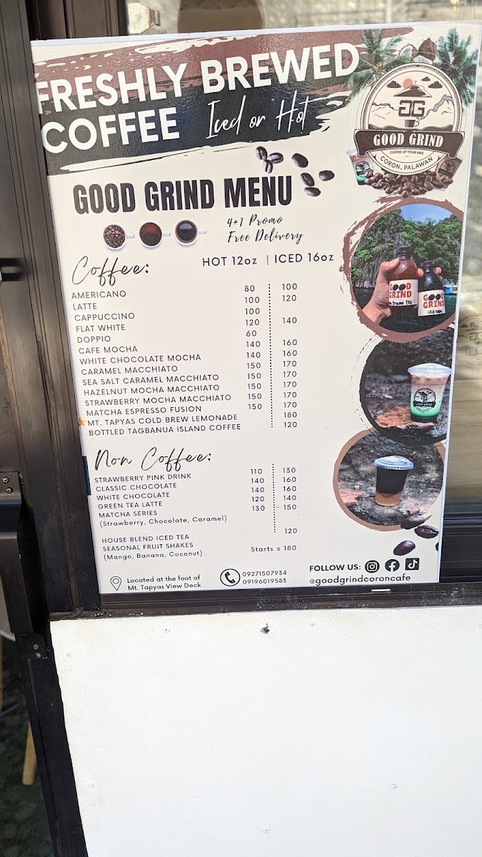 Good Grind Coffee Coron menu board