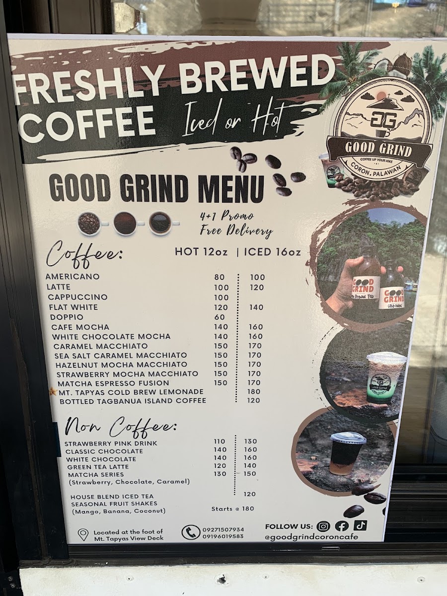 Good Grind Coffee Coron menu board