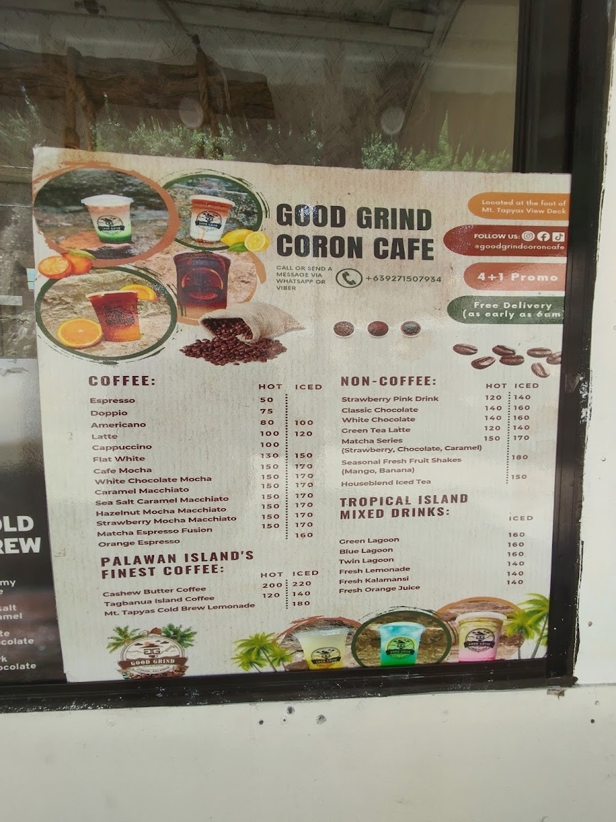 Good Grind Coffee Coron menu board
