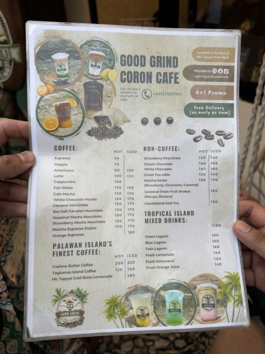 Good Grind Coffee Coron menu board