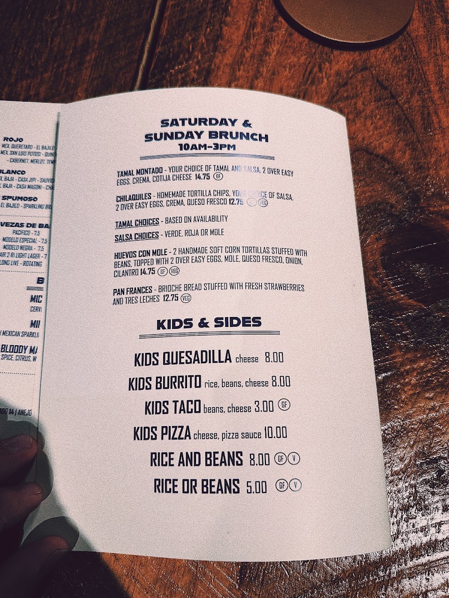 Maiz East Side menu board