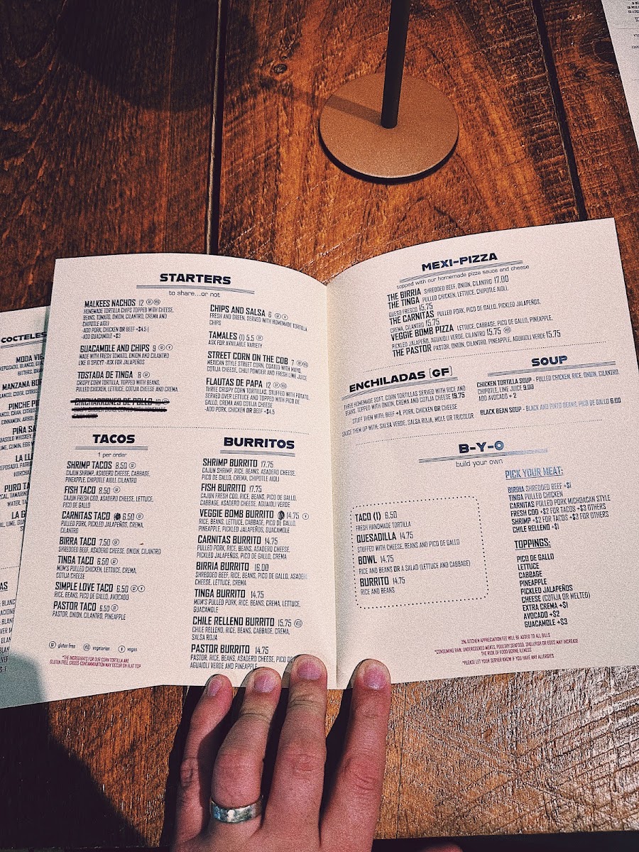 Maiz East Side menu board