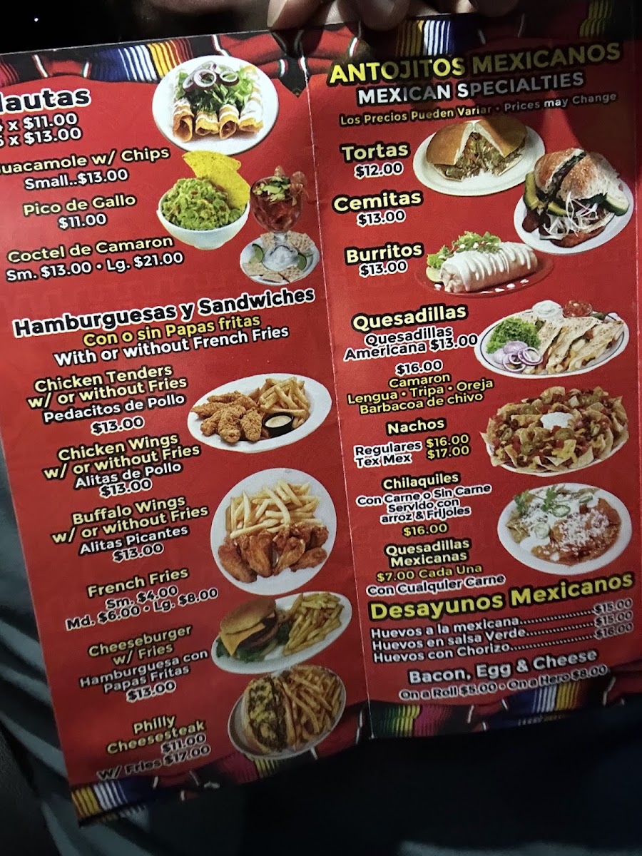 La Pilita menu board