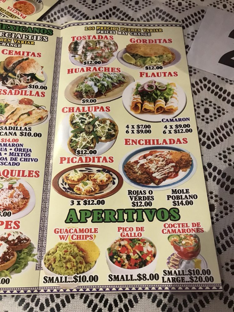 La Pilita menu board