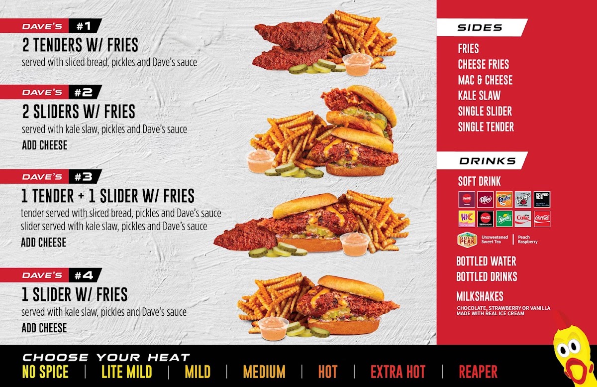 Dave's Hot Chicken menu board