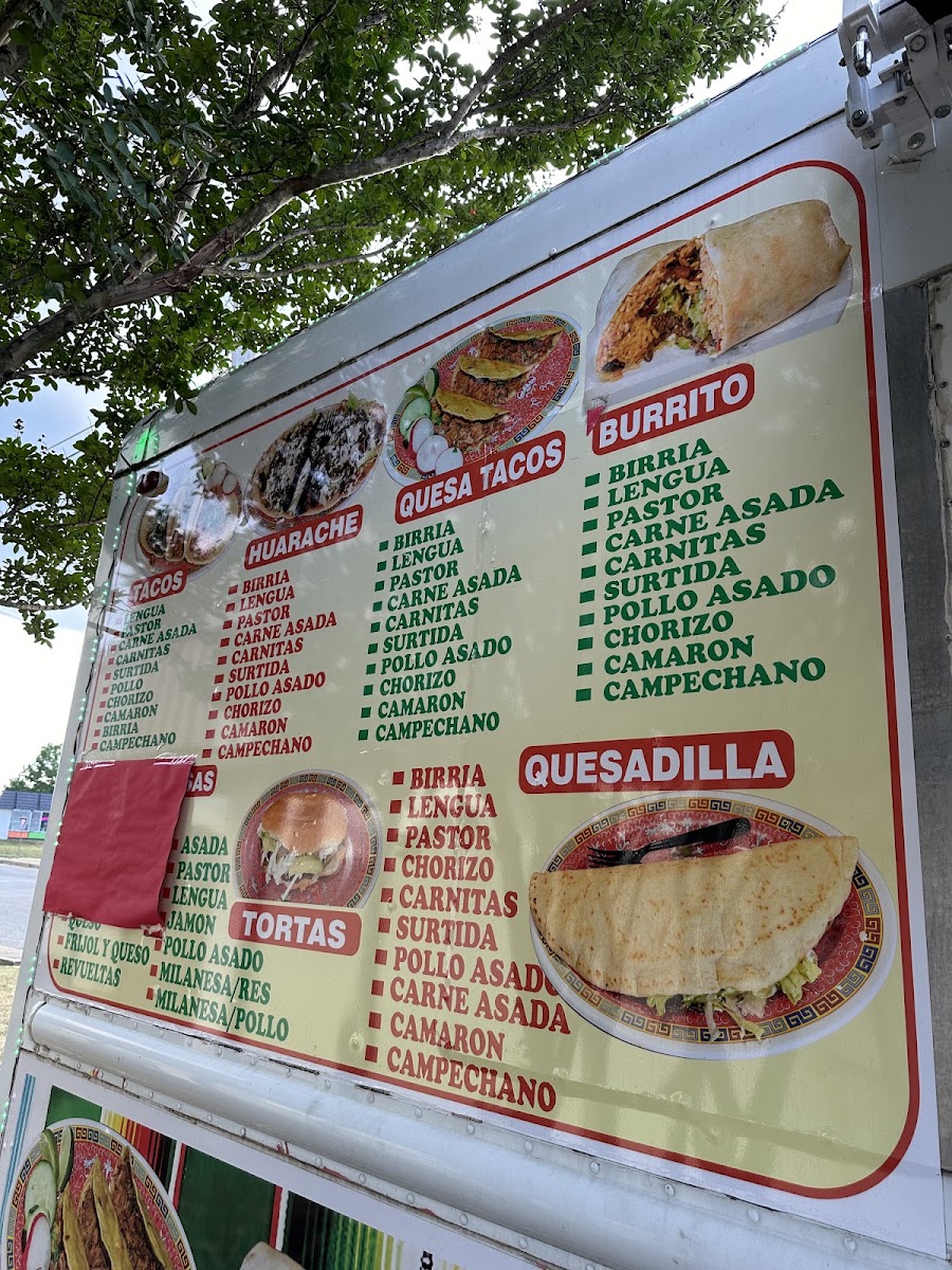 Taqueria El Rey #3 menu board