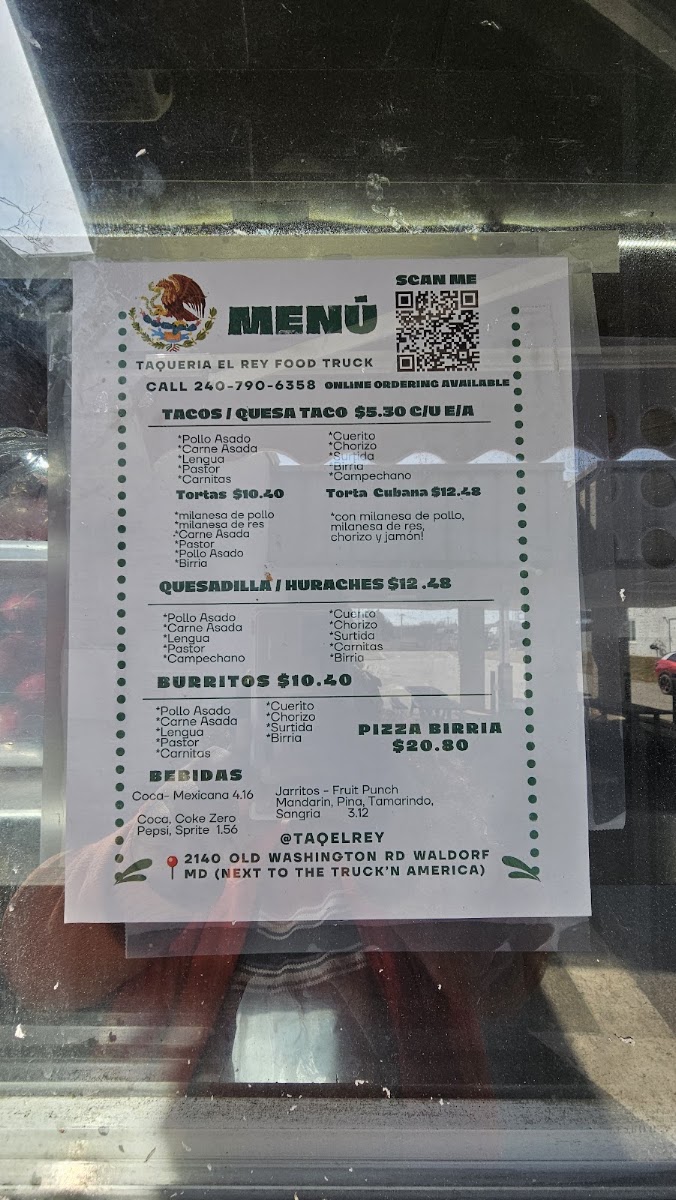 Taqueria El Rey #3 menu board