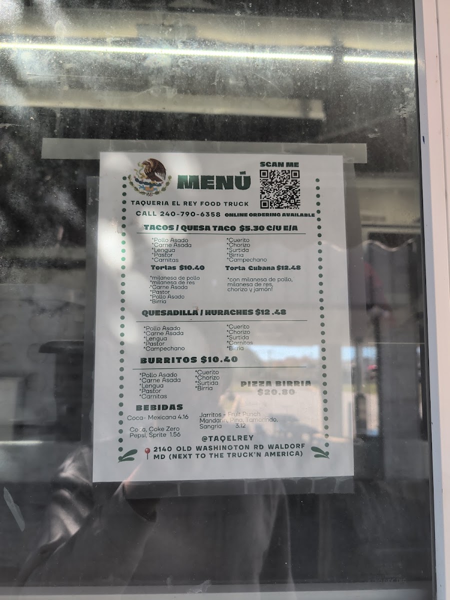 Taqueria El Rey #3 menu board
