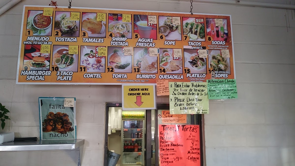 Taqueria Panchito menu board