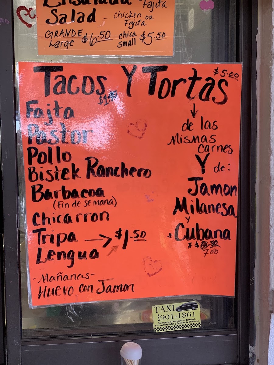 Taqueria Panchito menu board