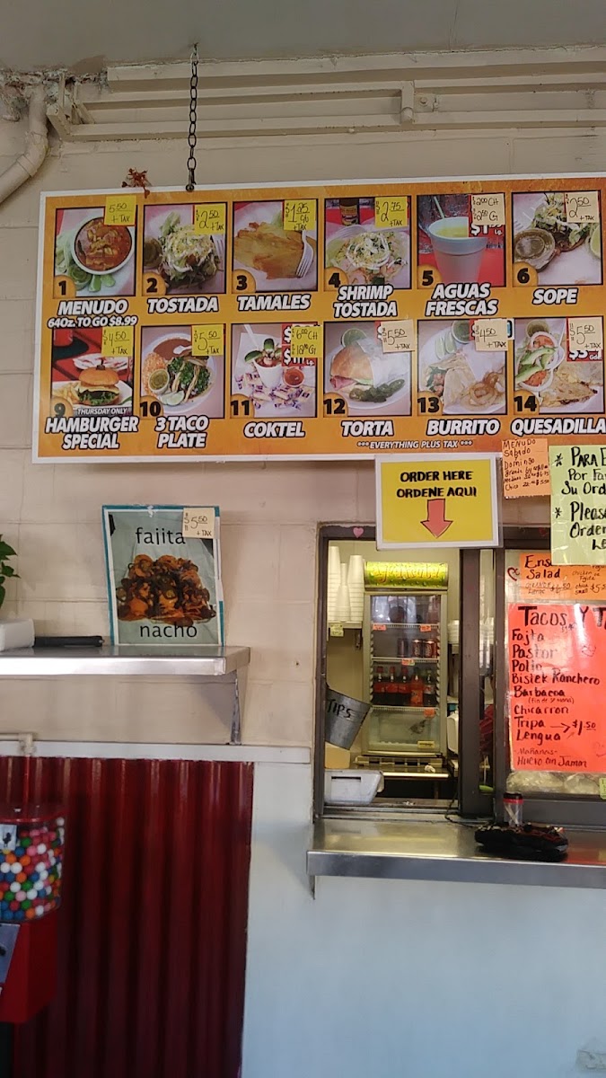 Taqueria Panchito menu board