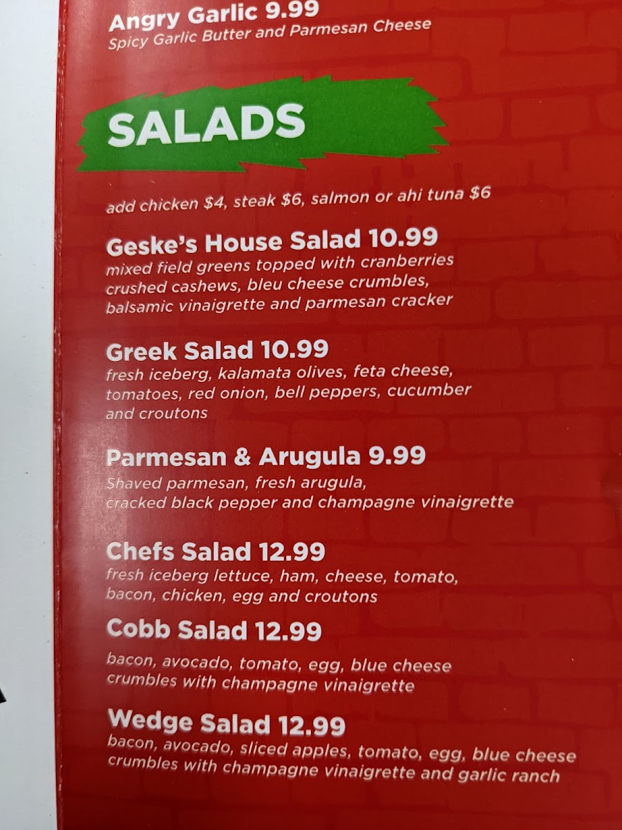 Nick's Pizza menu board