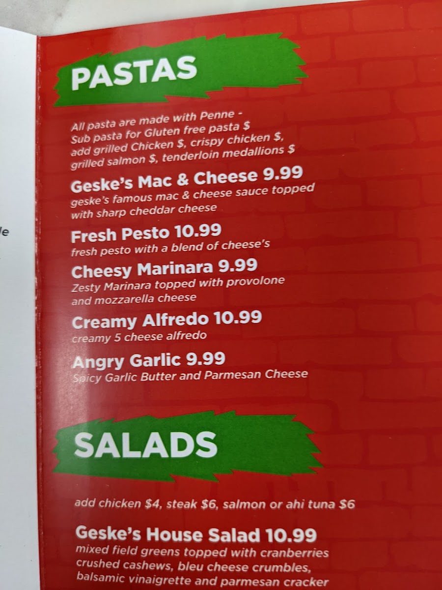 Nick's Pizza menu board