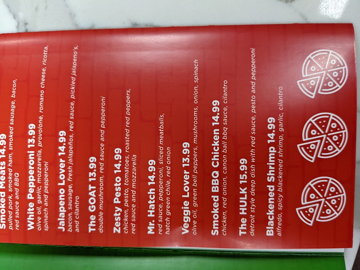 Nick's Pizza menu board