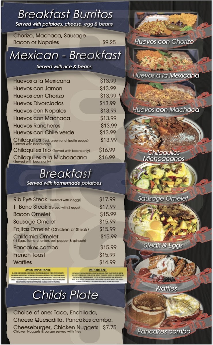 Mariscos Apatzingan Bar & Grill menu board