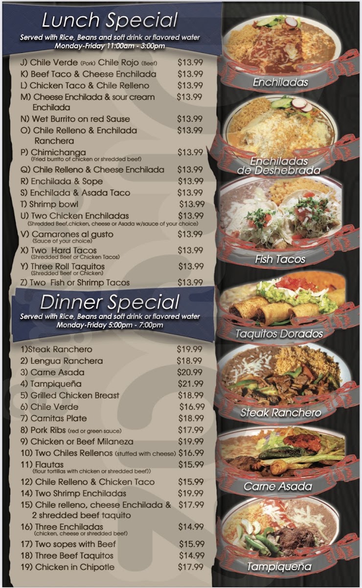 Mariscos Apatzingan Bar & Grill menu board