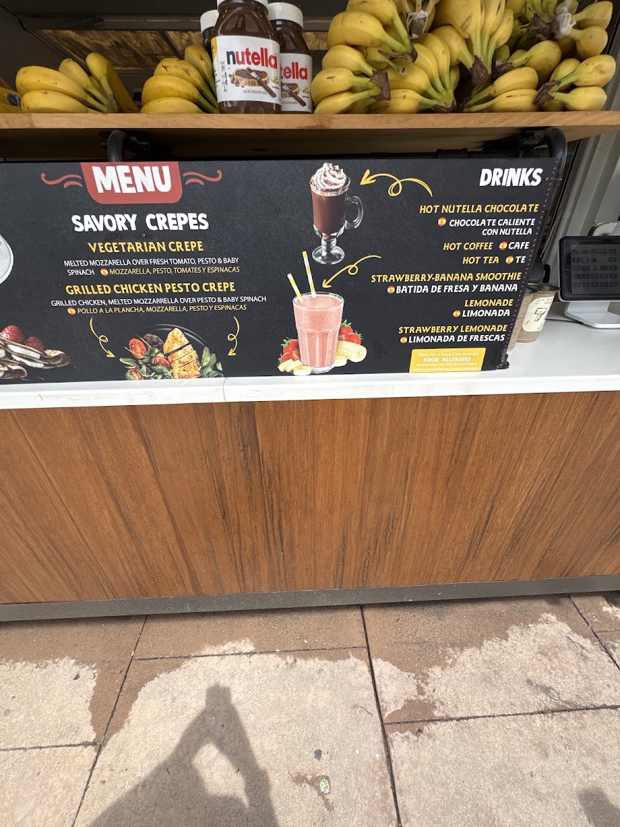 Azra's Crepes menu board