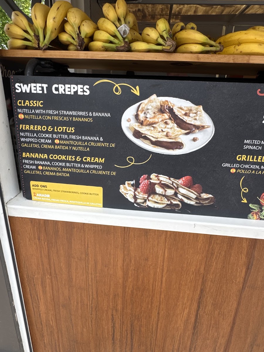 Azra's Crepes menu board