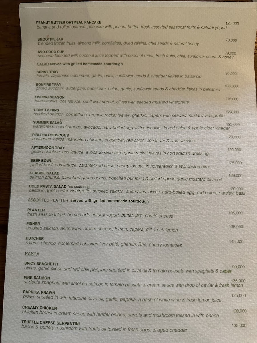 The Cabana Design Studio & Café menu board