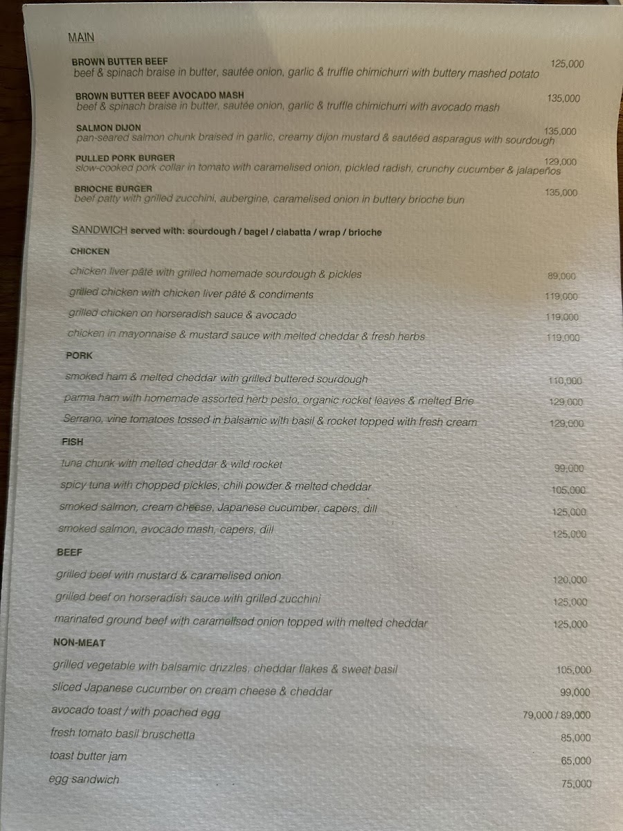 The Cabana Design Studio & Café menu board