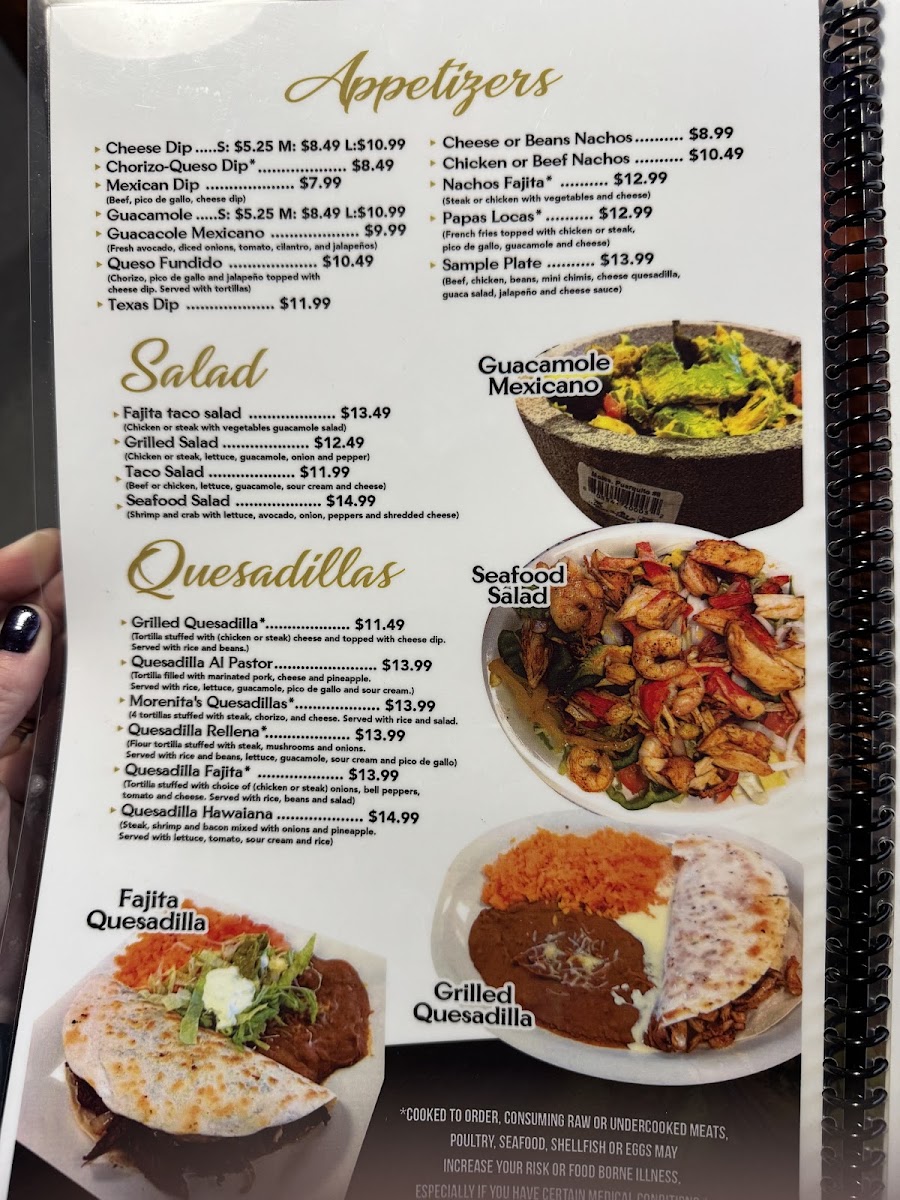 La Morenita Mexican Restaurant menu board
