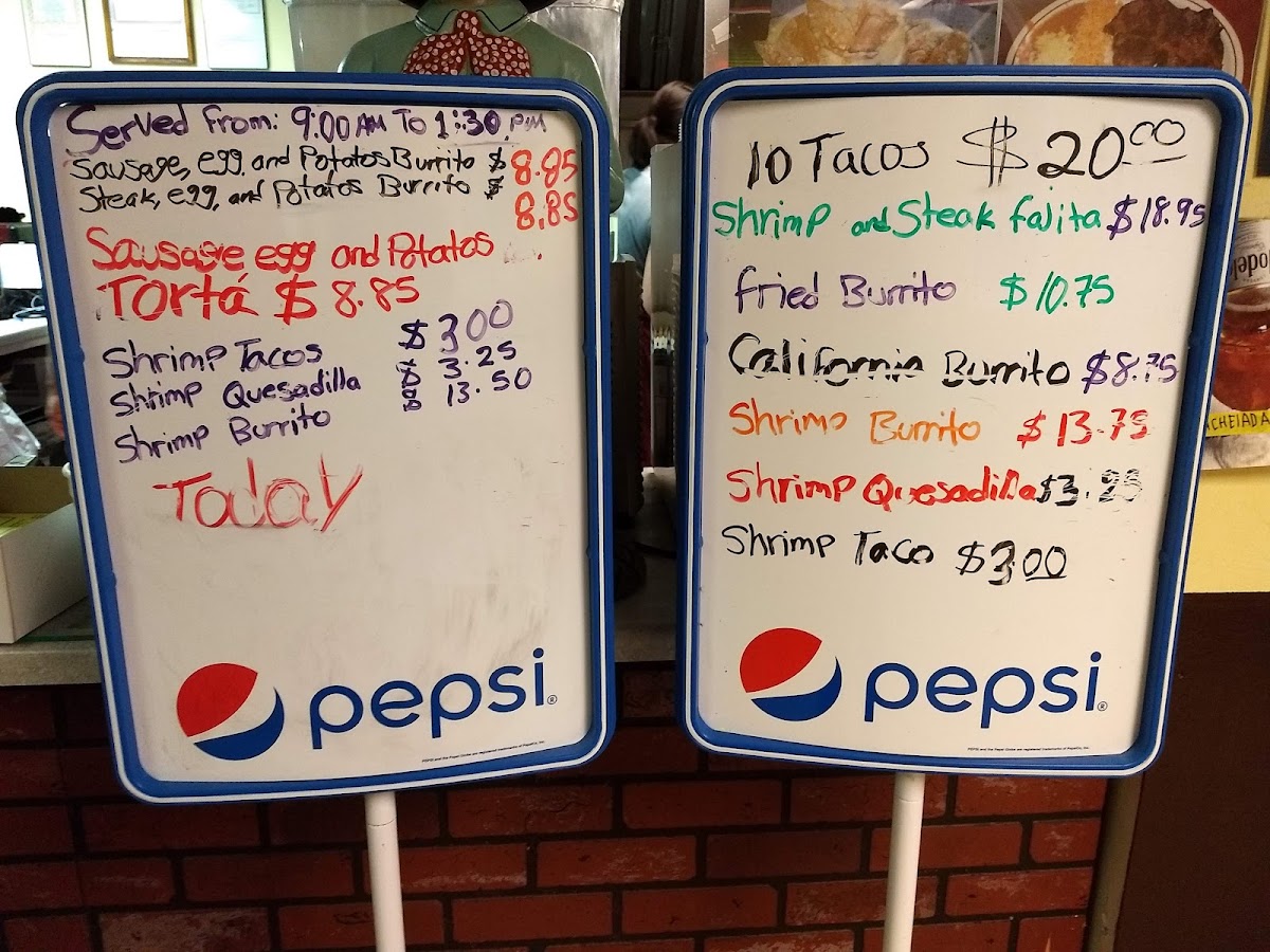 Taco Burrito Mexico menu board