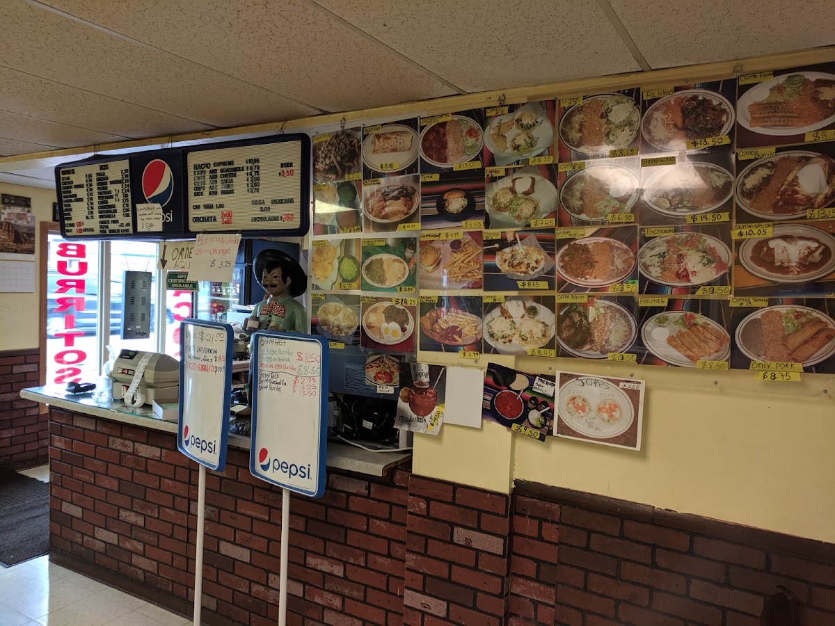Taco Burrito Mexico menu board