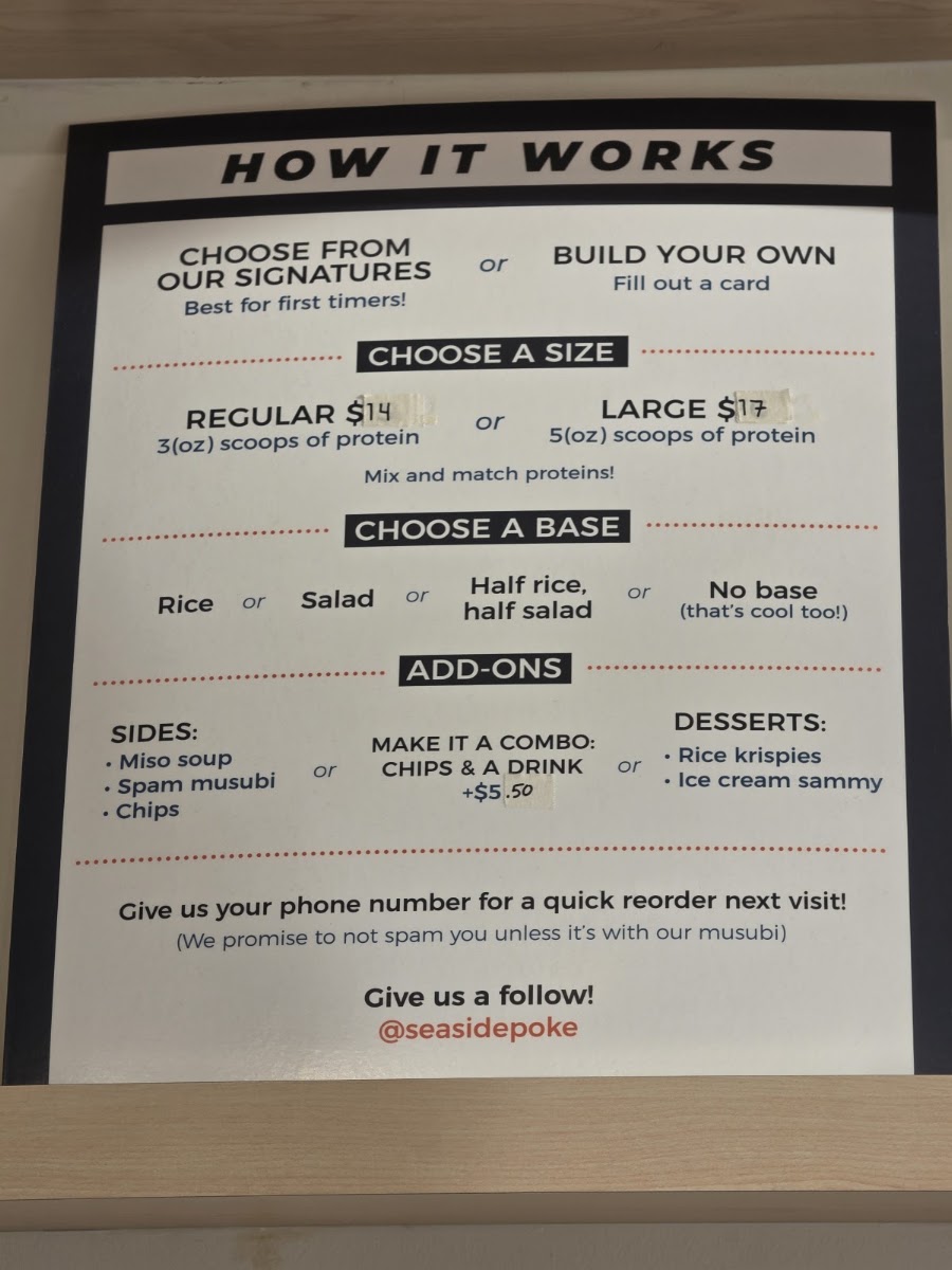 Seaside Poke menu board