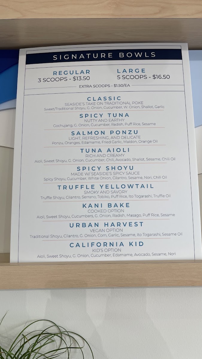 Seaside Poke menu board