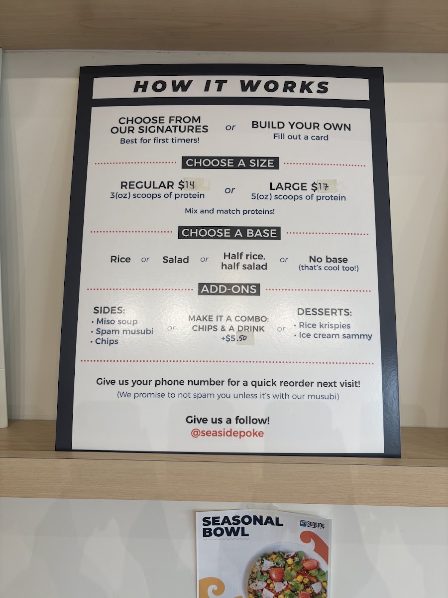 Seaside Poke menu board