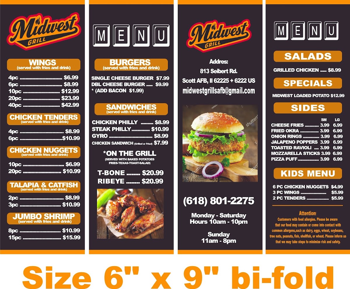 Midwest Grill menu board