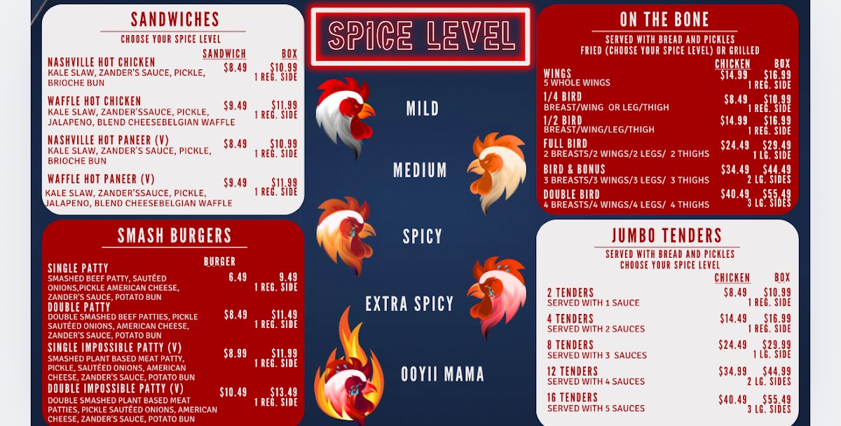 Sumah Hot Chicken menu board